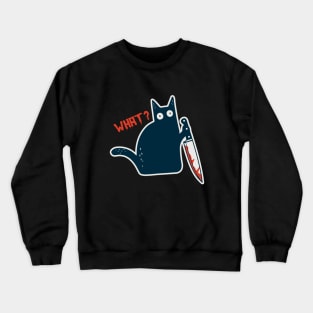 Funny Crazy Halloween Cat with Knife - What a Meow-nster! Crewneck Sweatshirt